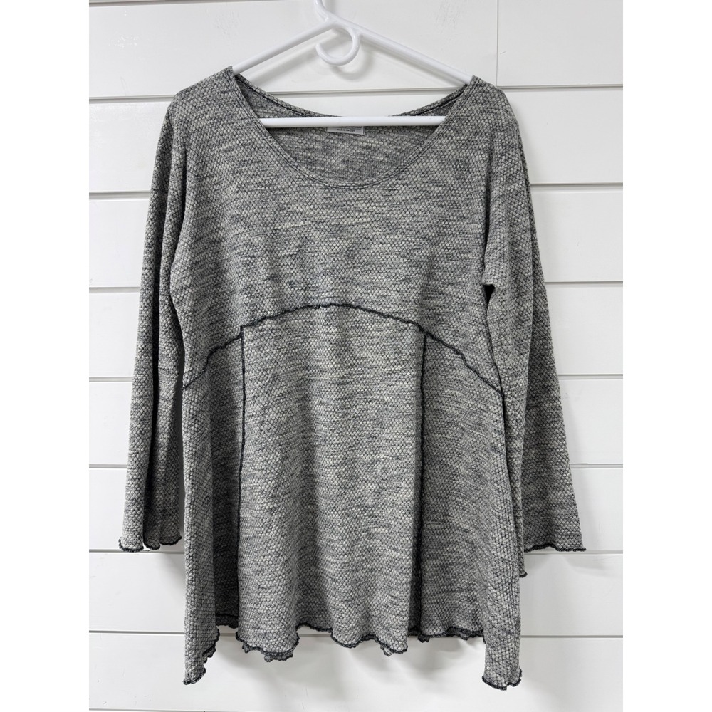 Vine Street Grey Marl Textured Knit Empire Waist Tunic Top Womens Large USA